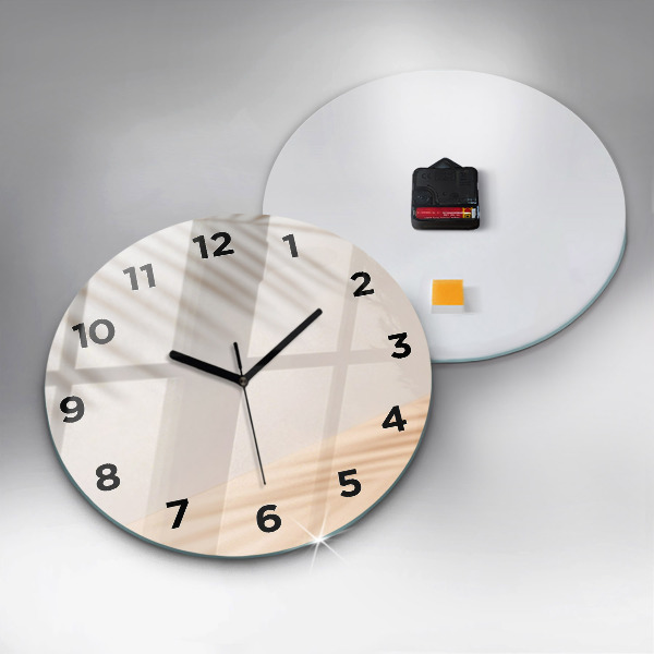 Round glass clock Creamy abstraction
