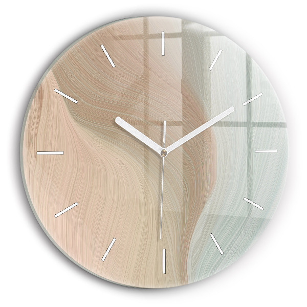 Round glass clock Wave abstraction