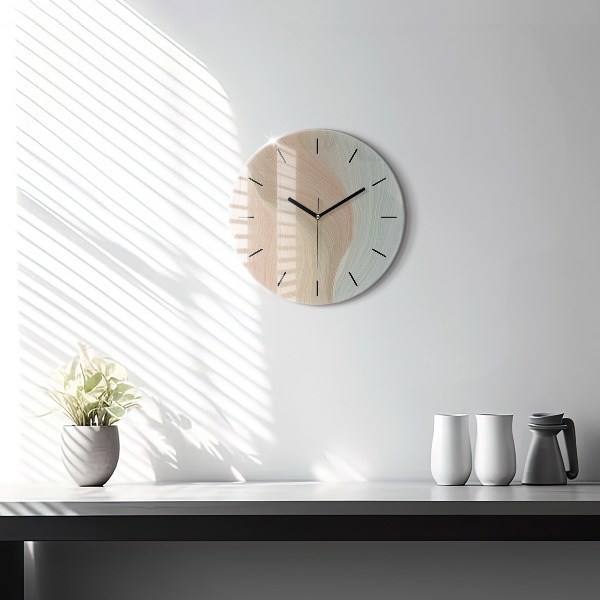 Round glass clock Wave abstraction