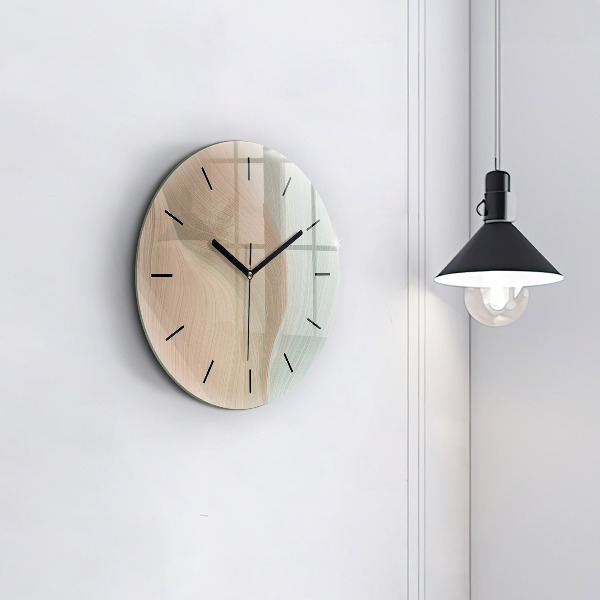 Round glass clock Wave abstraction