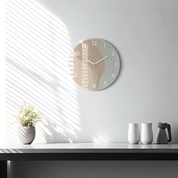 Round glass clock Wave abstraction