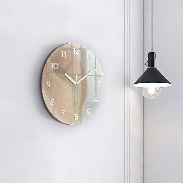 Round glass clock Wave abstraction