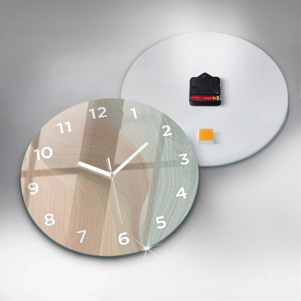 Round glass clock Wave abstraction
