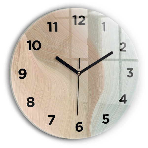 Round glass clock Wave abstraction