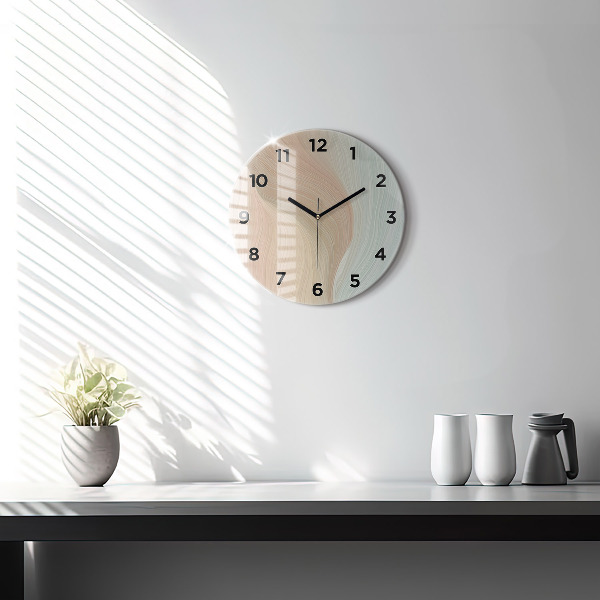 Round glass clock Wave abstraction