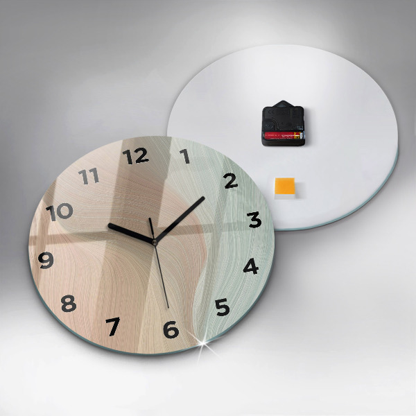 Round glass clock Wave abstraction