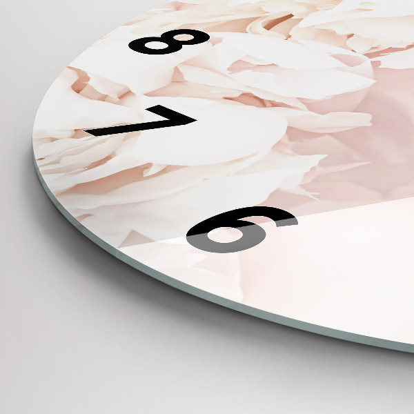 Round glass clock Peony flowers
