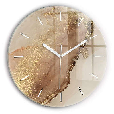 Round glass clock Beige modern art