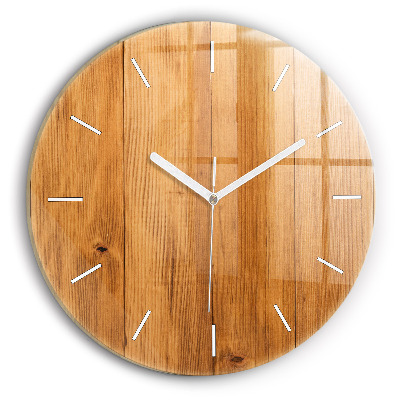 Round glass clock Wooden boards