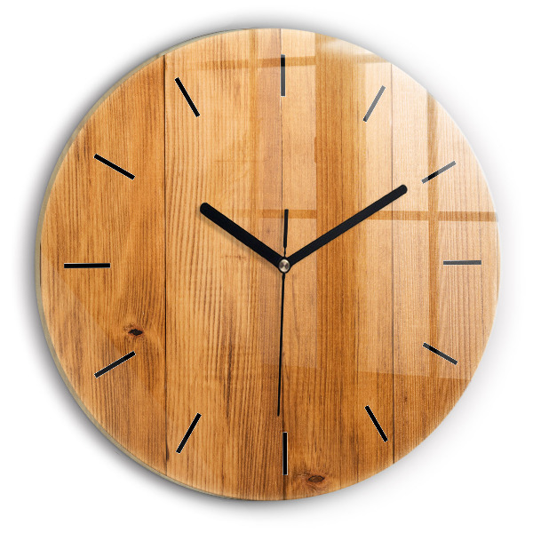 Round glass clock Wooden boards