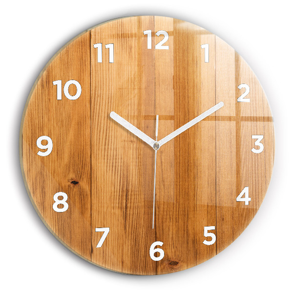 Round glass clock Wooden boards