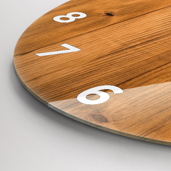 Round glass clock Wooden boards