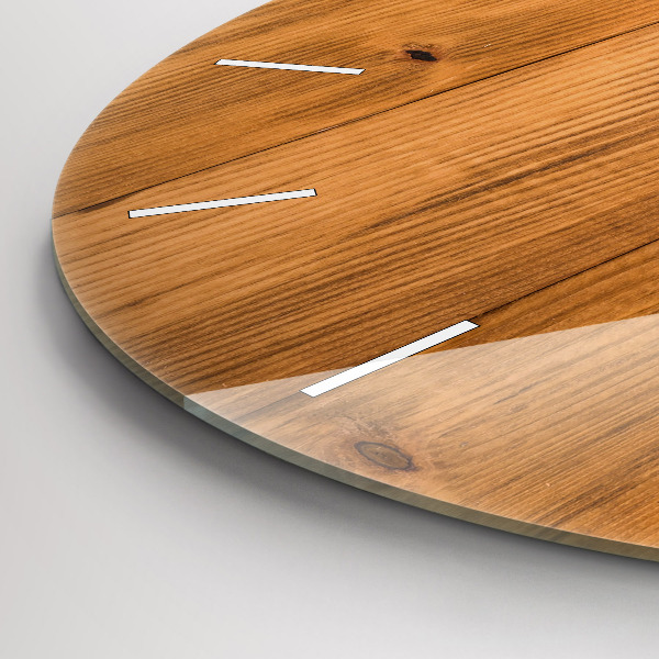 Round glass clock Wooden boards
