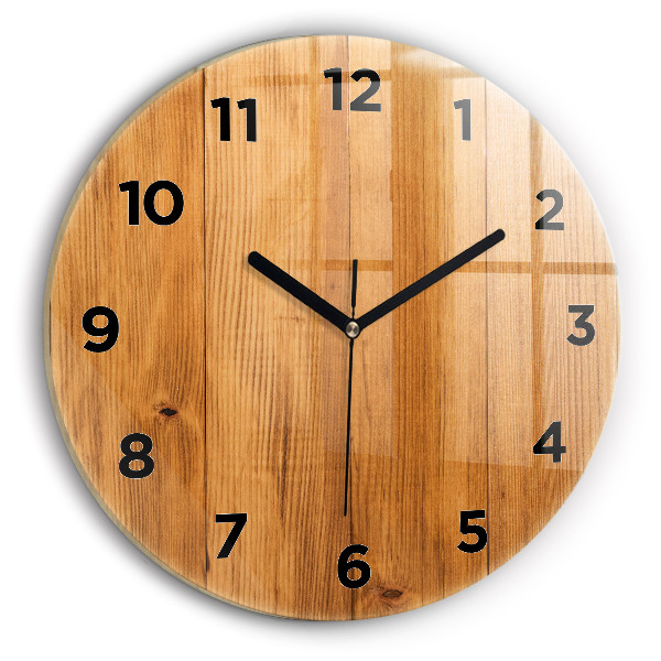 Round glass clock Wooden boards