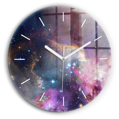 Round glass clock Galaxy and stars