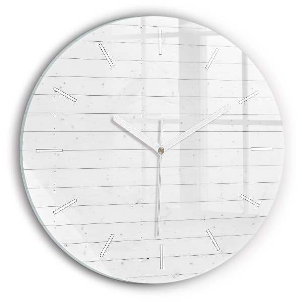 Round glass clock Wooden panels pattern