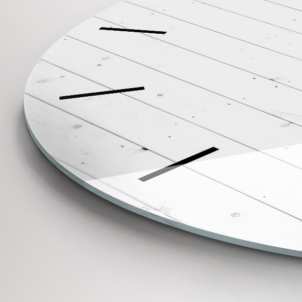 Round glass clock Wooden panels pattern