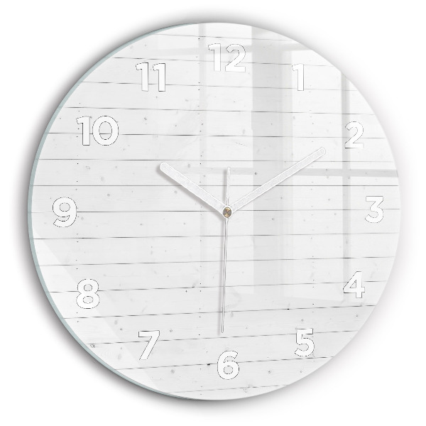 Round glass clock Wooden panels pattern