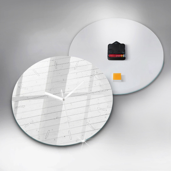Round glass clock Wooden panels pattern