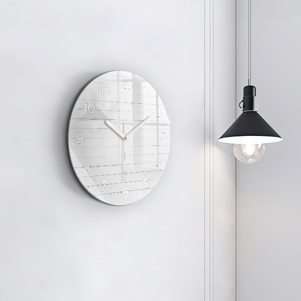 Round glass clock Wooden panels pattern