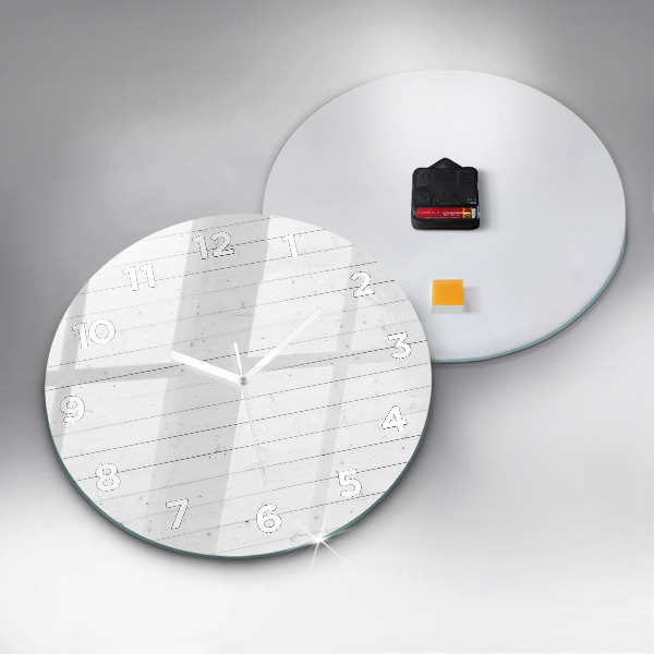 Round glass clock Wooden panels pattern