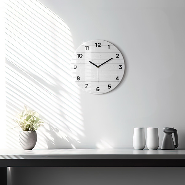 Round glass clock Wooden panels pattern