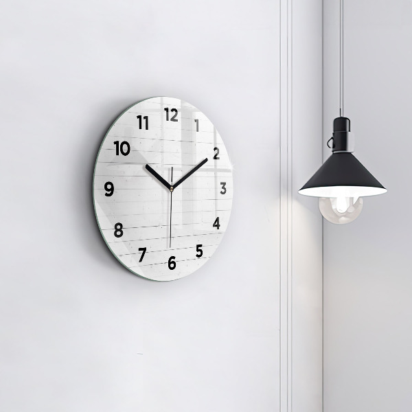 Round glass clock Wooden panels pattern
