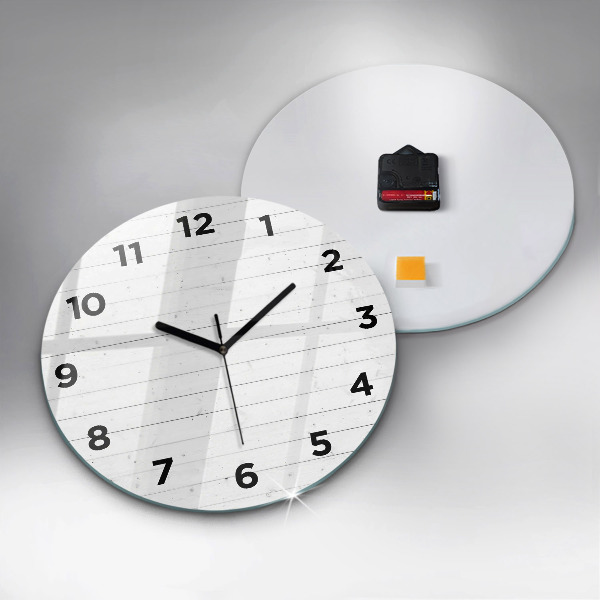Round glass clock Wooden panels pattern