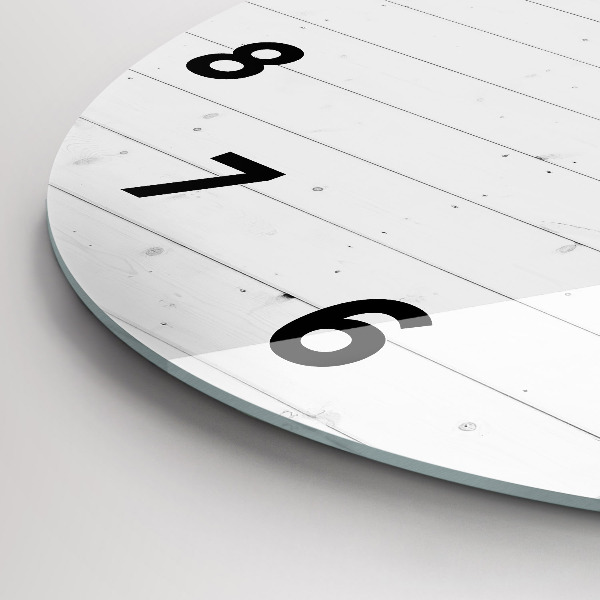 Round glass clock Wooden panels pattern