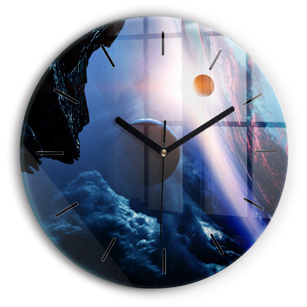 Round glass clock Great Galaxy