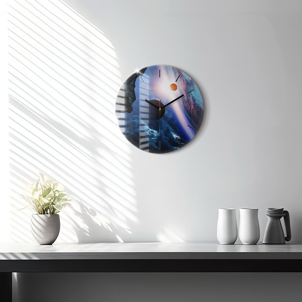 Round glass clock Great Galaxy
