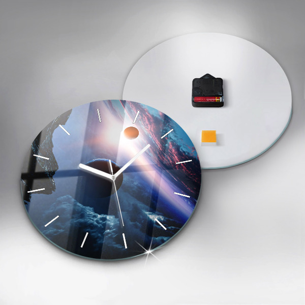 Round glass clock Great Galaxy