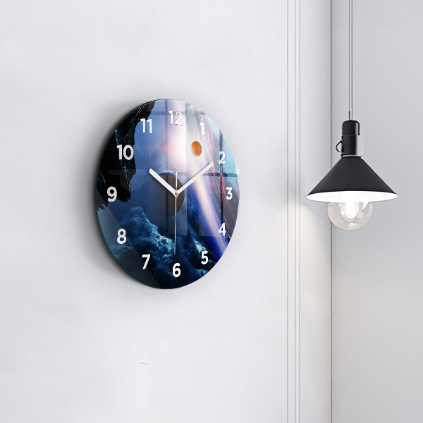 Round glass clock Great Galaxy