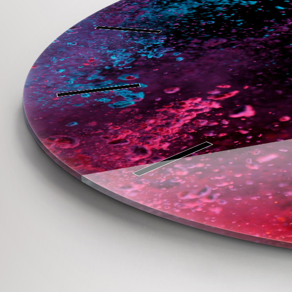 Round glass clock Explosion of colors