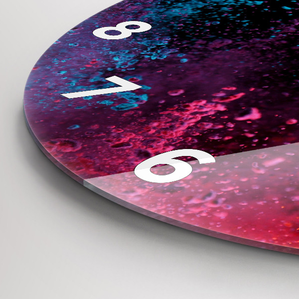 Round glass clock Explosion of colors