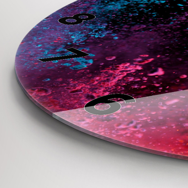 Round glass clock Explosion of colors
