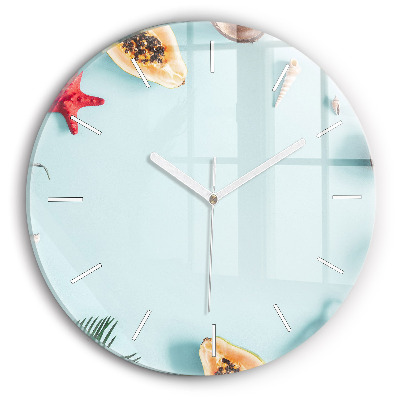 Round glass clock Summer composition