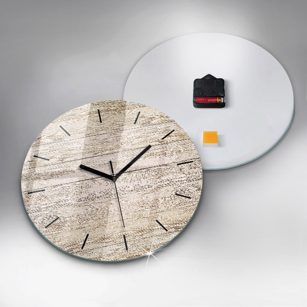 Round glass clock Wooden panels