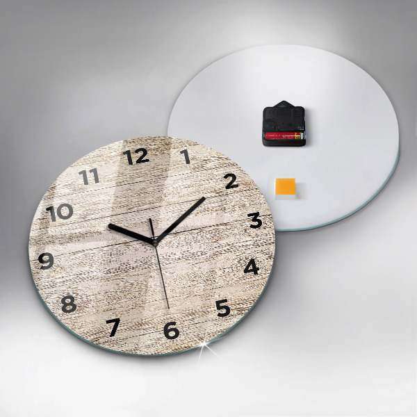 Round glass clock Wooden panels