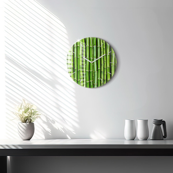 Round glass clock Asian Bamboo