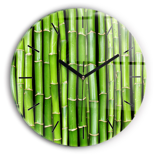 Round glass clock Asian Bamboo