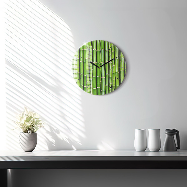 Round glass clock Asian Bamboo