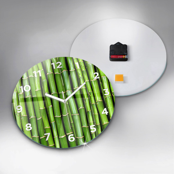 Round glass clock Asian Bamboo