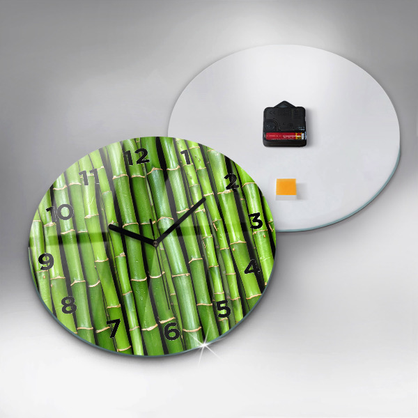 Round glass clock Asian Bamboo