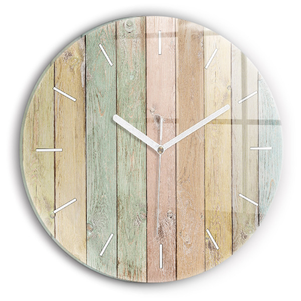 Round glass clock Colorful boards