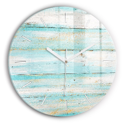 Round glass clock Blue boards