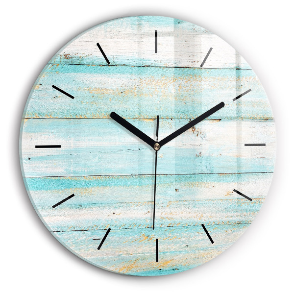 Round glass clock Blue boards