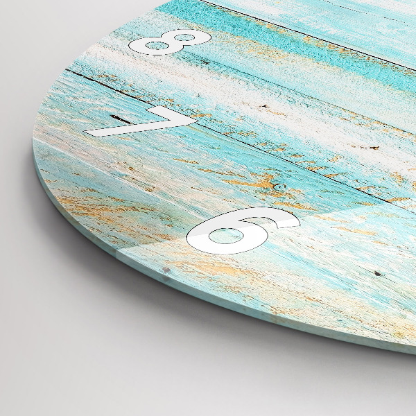 Round glass clock Blue boards