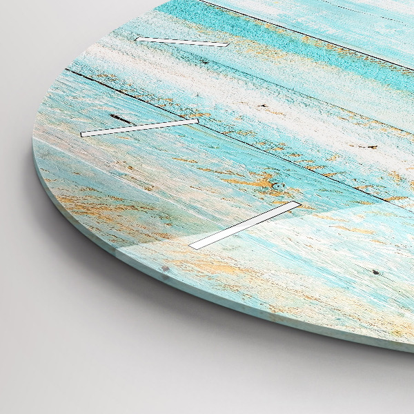 Round glass clock Blue boards