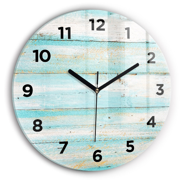 Round glass clock Blue boards